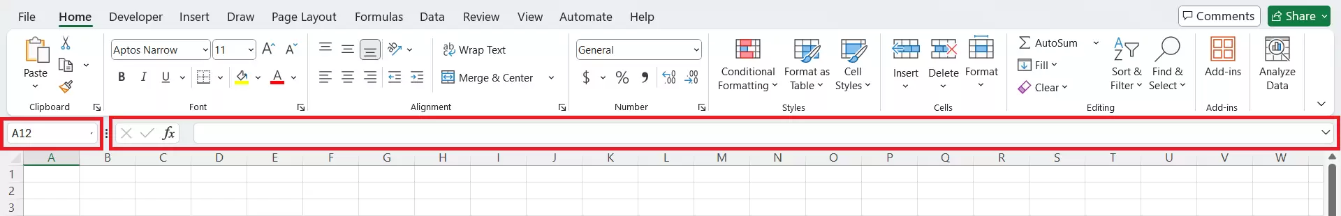 Formula Bar in Excel