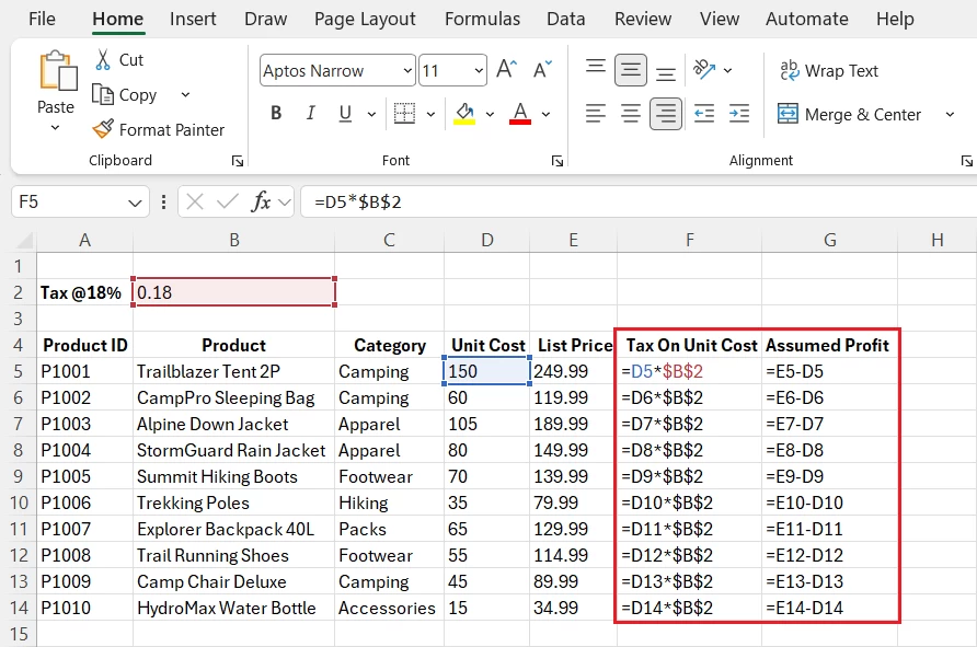 Excel Cell Reference